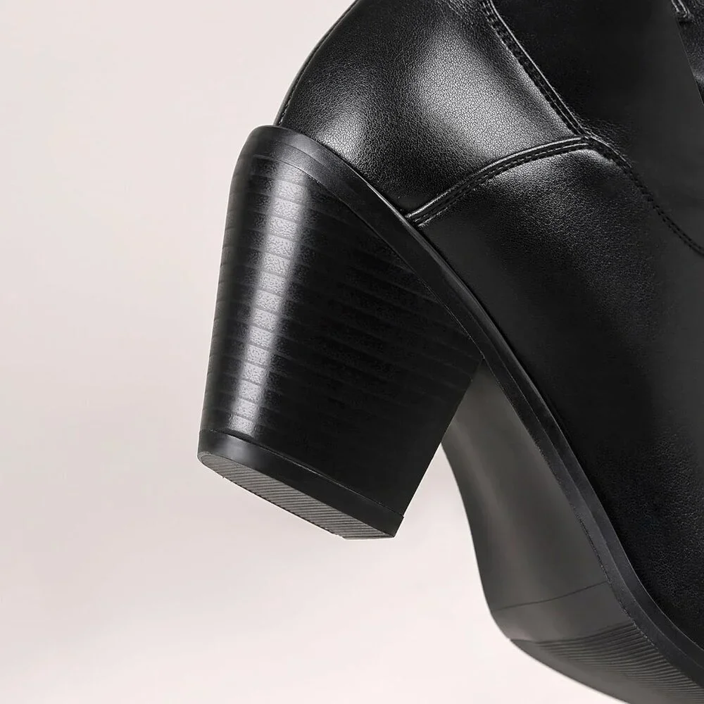 Women Black-1 Synthetic high High Boots Leather PU Stretch Over The Knee Boots
